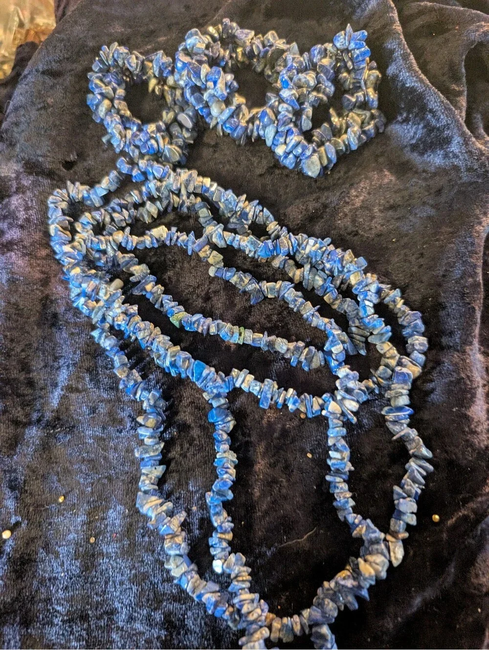 Blue Sodalite Chip Stone Necklace and Bracelet lott